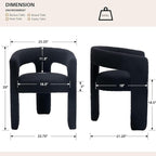 Black Sherpa Dining Chairs Set of 2, Modern Barrel Dining Room Chairs Upholstered Faux Fur Accent Chair with Arms and Round Back for Living Room Kitchen Armchair No Assembly Needed