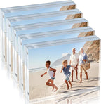 5 Pack 3.5 x 5 inches Acrylic Picture Frame Desktop Frameless Photo Frame Double Sided Transparent Acrylic Frame Clear Horizontal Magnetic Frame for Desk Desktop Display Pictures Holder