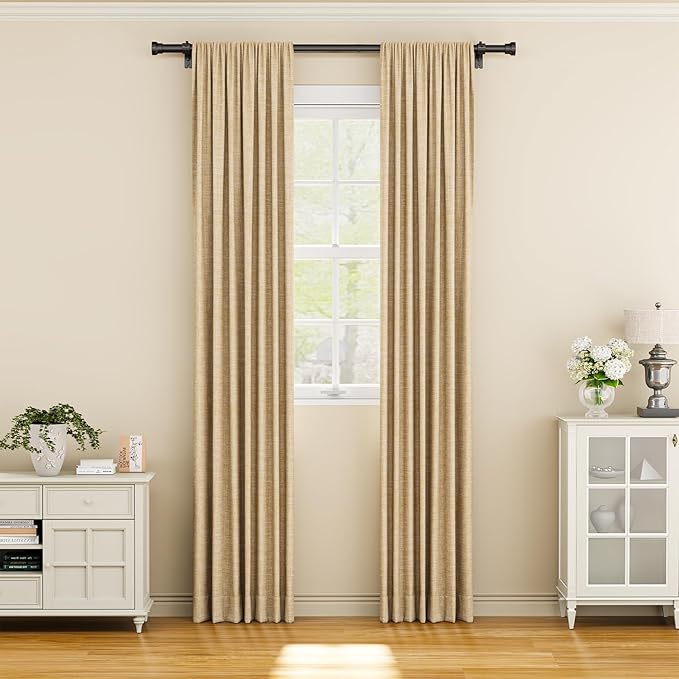 Curtain Rod 32-58 Inch, Heavy Duty 1 Inch Adjustable Curtain Rods for Windows, Black Short Window Treatment Rods, Modern Design, Easy Installation