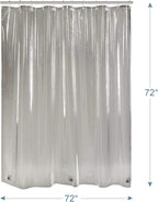 AmazerBath Transparent Black Shower Curtain Liner, 72x72 Shower Liner, Lightweight Plastic Shower Curtain Liners, Cute Waterproof Shower Liner for Bathroom with 3 Magnets and 12 Grommet Holes