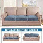 H.VERSAILTEX Velvet Stretch Couch Cushion Cover Plush Cushion Slipcover for Chair Loveseat Sofa Cushion Furniture Protector Seat Cushion Sofa Cover (2 Piece Large Sofa Cushion Covers, Stone Blue)