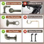 Industrial Curtain Rods 18 to 144 in,Blackout Curtain Rod,Adjustable Length,1 in Diameter Pipe,Wall or Ceiling Mounted,for Bedroom and Living Room (Antique Silver 18” to 144”)