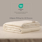 CUDDLE DREAMS Wool Comforter Duvet Insert, 100% Australian Wool Filling with Soft Noiseless Cotton Shell, Natural Warmth (Midweight for All Season, Queen)