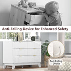 Fluted Dresser for Bedroom,6 Drawer Dresser for Closet,Storage Cabinet and Chest of Drawers with Gold Handle,TV Stand,Storage Organizer for Living Room,Hallway,Entryway,White