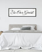 HLJ ART Be Our Guest Wall Decor: Farmhouse Bedroom Art Above Bed, 12" x 40" Framed Large Guest Room Signs, Rustic Country Decorative Plaques for Home Living Room Kitchen