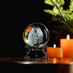 ZEERSHEE 3D Engraved Jesus Holy Family Crystal Ball Glass Jesus Statue Figurine Christian Religious Easter Gifts