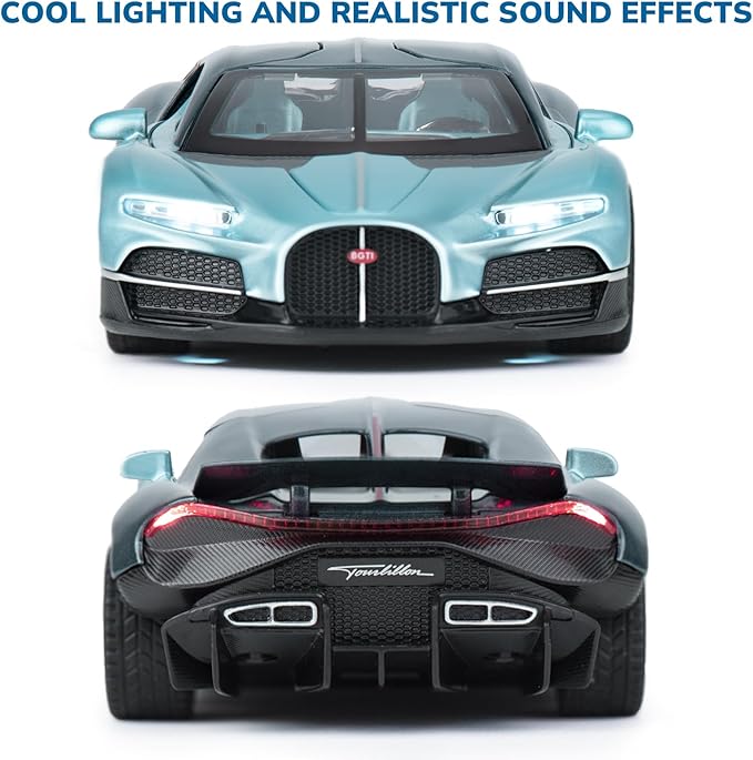 Car Toys for Boys 1 32 Diecast Cars Collectibles Car Model Kit,Metal Toy Car for Boys and Girls,Pull Back Cars with Lights and Sounds,Cars for Kids Ages 3-5（Blue）