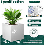 White Outdoor Planter Square Steel Planters Galvanized Steel Planter Box Indoor Metal Large Planters Cube Heavy Duty Flower Pot 20 Inch Modern Commercial Residential for Trees Patio Deck Yard Garden