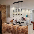 LMQNINE 4 Light Black Pendant Lighting Modern Pendant Light, Mini Crystal Chandeliers,Adjustable Pendant Light Fixture for Kitchen Island Dinning Room Bedroom (Black 4-Light)