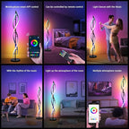 LENIVER RGB Spiral Floor Lamp, Unique LED Corner Lamp Standing Lamp with Remote Control, Dimmable Color Changing Mood Lighting for Living Room, Bedroom, Gaming Room - Black