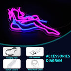 Lady Neon Sign, JGHTURIE Neon Signs for Wall Decor Pink Light Up Sign Preppy Girls Room Bar Led Signs for Man Cave Party Art Decor Gift USB Powered