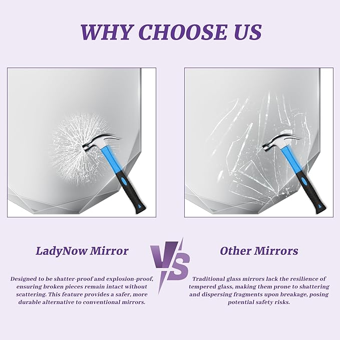 Bathroom Mirror for Wall, 30" x 40" Oval Mirror, Bathroom Vanity Mirror, Wall Mount Vanity Mirrors, Beveled Edge Frameless Wall Mirrors Decorative, Irregular Beveled Edge Mirror