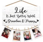 Grandparents Gifts Picture Frame Photo Holder for Wall, Grandpa Poppy Gifts from Grandkids, Gifts for Nana and Papa from Granddaughter Grandson, Grandparent's Day Gifts Hanging Photo Display