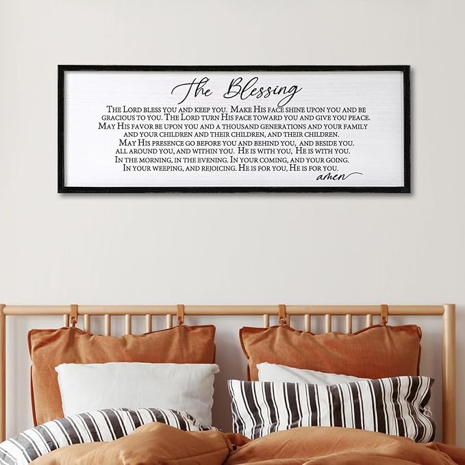 The Blessing Christian Song Lyrics Wall Decor 32"×12" Bible Verse May The Lord Bless You Scripture Wall Art Sign (Black)