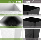 Tall Planters Set Of 2 for Outdoor Indoor Plants,21.3in Large Tapered Plant Pots with Drainage Trays Holes,White Resin Extra-Thick Flower Pots for Outdoor Patio Front Porch Backyard Decor