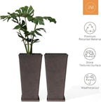 LA JOLIE MUSE 30 inch Tall Planters Set of 2, Indoor/Outdoor Rectangular Large V Shaped Taper Planters for Front Door