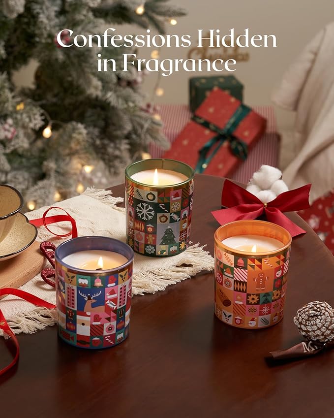 M&SENSE Authentic Gingerbread Christmas Candle, 9.9oz 55 Hours Long Lasting Burn Caramel Cinnamon Scented Natural Soy Wax Candle for Home Decor, Autumn Scent Christmas Gift for Family Friends