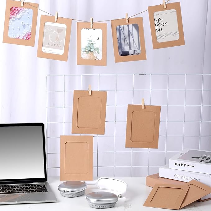 Giantree 20Pcs Photo Banner for Pictures, Paper Picture Frames, 4x6 Inch Photos Banner, Paper Photo Frame Photos String With Clips for Home Wall Decor,School and Office Decor(Style A)