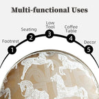 Unstuffed Pouf Cover Ottoman Footrest Animal Foot Stool Floor Bean Bag Floor Chair Storage for Living Room Bedroom Home Decor (Brown, 20 x 20 x 8 Inches Round)