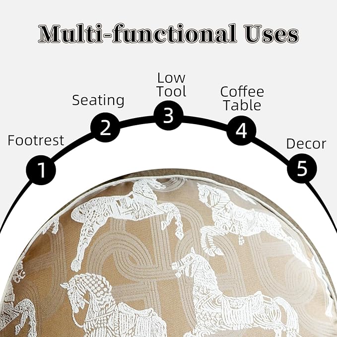 Unstuffed Pouf Cover Ottoman Footrest Animal Foot Stool Floor Bean Bag Floor Chair Storage for Living Room Bedroom Home Decor (Brown, 20 x 20 x 8 Inches Round)