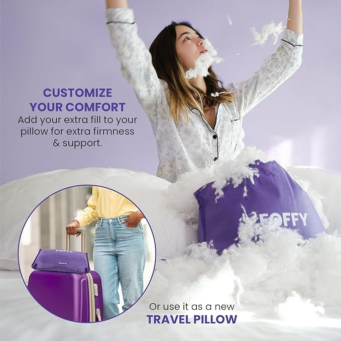 Adjustable Soft Bed Pillow for Back, Stomach, and Side Sleepers, Supportive, Cotton, Viscose, Breathable and Oeko-Tex Certified (Queen)