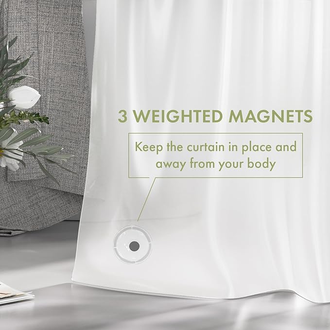 AmazerBath Shower Curtain Liner, 72x72 Plastic Frosted Shower Liner, Cute PEVA Shower Curtain Liners, Waterproof Vinyl Shower Curtain Liner with 3 Magnets, Lightweight Shower Curtains for Bathroom