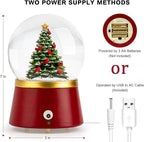 Snow Globe Lighted Christmas Decorations, Christmas Tree Musical Glass Snow Globe with Swirling Glitter, Christmas Holiday Party Gifts and Decorations