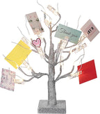 Mudder Money Holder Tree Present Card Holder with 12 Clear Clips LED Birch Twig Lights Tabletop Display Tree for Christmas, Valentines, Memo, Photo, Wedding(Stylish Style,Silver, Warm White)