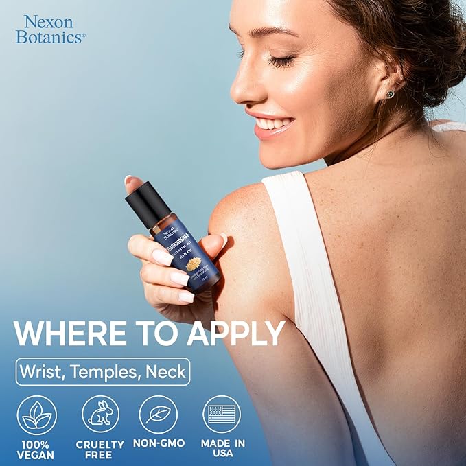 Frankincense Essential Oil Roll-On 10 ml - Pure, Natural Oil with Grapeseed for Aromatherapy & Skin Care - Nexon Botanics