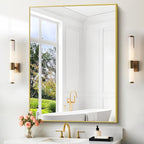 36x48inch Bathroom Mirror, Gold Rectangle Mirror with Thin Metal Frame, Large Rectangular Wall Mirrors for Bathroom, Living Room, Hair Salon, Big Farmhouse Mirror Hang Horizontal/Vertical