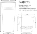 KOL 28'' Tall Galvanized Steel Planter Pot - Flower Pot with Water Level Indicator for Plants - 2 Pack Self Watering Planters - Round Bronze Powder Metal Planter Box - Indoor Outdoor Grande Plant