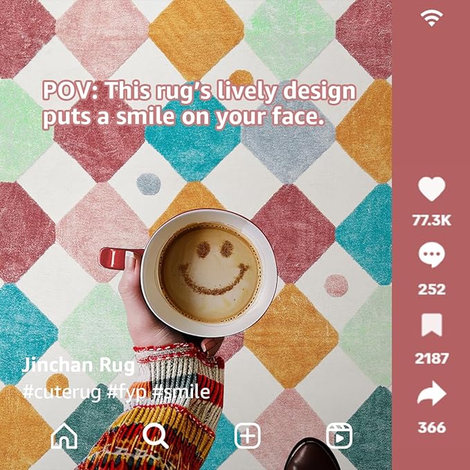 jinchan Area Rug 5x7 Kids Washable Indoor Floor Cover Non-Slip Modern Soft Rug Elementary School Classroom Colorful Diamond Carpet for Nursery Playroom Daycare Bedroom Living Room Confetti on Cream