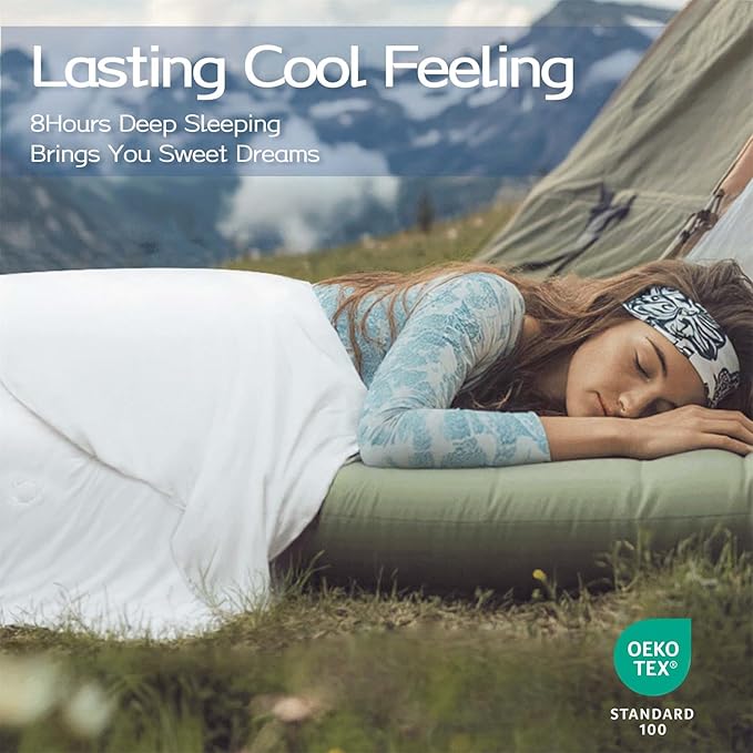Queen Cooling Comforter with Tencel™ Fill for Hot Sleepers & Night Sweats - Lightweight, Breathable, Double-Sided Cold Blanket All Season Thin Bedding (White, Full 90"x 90")