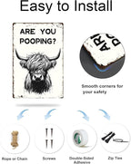 ALKB Funny Highland Cow Are You Pooping Metal Signs Vintage Farmhouse Bathroom Wall Decor Highland Cow Lovers Gift 8 x 12 Inch