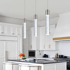 3 Pack Mini Pendant Light,Satin Nickel Kitchen Lighting with Led Bulb, Updated 3D Generation Preminum Bubble Chandelier Light Fixture for Kitchen,Dining Room,Living Room,Corridor……