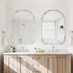 Bathroom Mirror for Wall, 20" x 30" Arched Mirror, Bathroom Vanity Mirrors, Beveled Edge Frameless Wall Mount Vanity Mirror, Wall Mirror Decorative, Irregular Beveled Edge Mirror