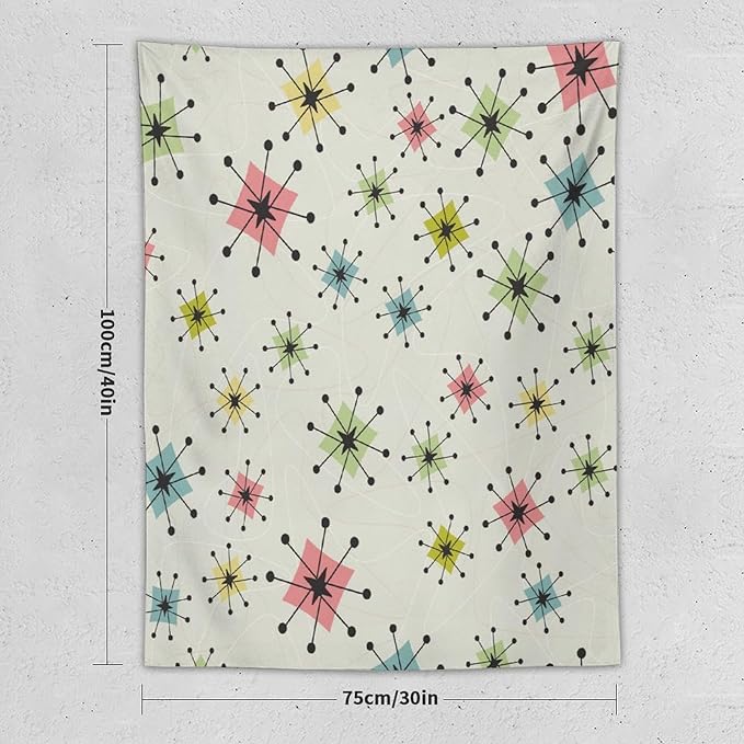 ICMOLYYENLO Abstract Cat Tapestry, Medieval Abstract Atomic Star Cat Vintage Home Wall Hanging Art Tapestry for Bedroom Living Room Dormitory 50x60 Inch