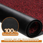 Mibao Front Door Mat, Dirt Trapper Welcome Mat for Outdoor Indoor, Non-Slip Waterproof Doormat, Durable Machine Washable Low Profile Entry Rug for Back Door Outside Patio Porch, 30" x 18", Red