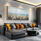 PHAOHUAXM Large Canvas Printing Artworks Mural Wall Decor For Living Room Wall Art For Bedroom Office Decor Blue Ocean Paintings Flowers Watercolour Wall Pictures Home Decor Wood Framed 30x60 In