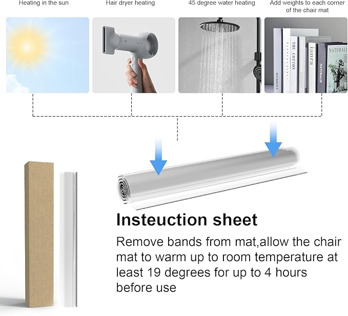 46"x60" Office Chair Mat for Hardwood Floor,Large Computer Chair Mat for Hard Floor, Large Anti-Slip Hard Floor Protector Rolling Desk Mat,PVC Office Floor Mat for Work,Home