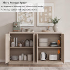 Fluted Buffet Cabinet with Storage, 120" Sideboard Buffet Storage Cabinet with 8 Doors & Solid Wood Handle, Coffee Bar Wood Credenza Cabinet for Kitchen, Dining Room, Living Room, Natural Oak(2PCS)