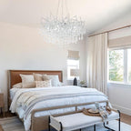 Crystal Chandeliers,Round Modern Tree Branch Chandelier,10-Light Farmhouse Raindrop Chandelier Light Fixture for Dining Room, Kitchen Island D31.5