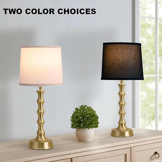 24" Small Table Lamp for Bedroom, Gold Bedside Lamps for Nightstand Set of 2, Small Gold Lamps for Living Room Set of 2, Modern Accent Lamp for End Table, Kitchen, Small Lamps for Kids Room