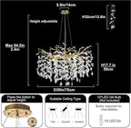 Modern Crystal Chandelier, 30" Chandeliers for Dining Room,Gold K9 Crystal Tree Branches Crystal Chandelier,10-Light Living Room Chandeliers, Fo Entryway,Foyer,Bedrooms