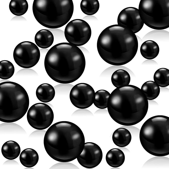 Black Vase Filler | 150PCS Pearls Bead for Centerpieces Vases | 8/14/20 mm No Hole Beads, Fake Pearls for Wedding Birthday Theme Party Table Centerpieces Decor