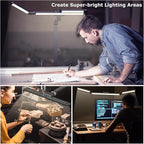 LED Desk Lamp with Clamp, Architect Desk Lamp for Home Office with Remote, 24W Ultra-Bright Desk Light with Stepless Dimming and Stepless Color Temp, Memory Function for Study and Workbench