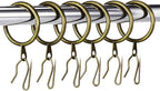 Hotop 30 Pcs Metal Drapery Curtain Rings 0.98/1.26/1.65 inch Interior Diameter and 30 Pcs Hanging Curtain Drapery Pin Hooks for Window Door Shower(32 mm,Oil-Rubbed Bronze)