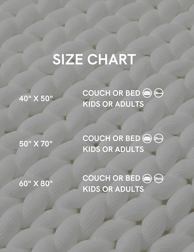 YnM Chunky Throw Blanket, Medium-Weight, Hand Knitted, Skin Friendly, Ventilated and Breathable, Machine Washable, Home Décor Piece for Couch, Sofa and Bed (White, 60x80 Inch)