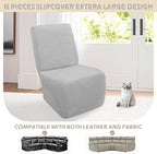 Arfntevss Sectional Recliner Couch Covers Velvet Corner Sectional Sofa Cover for Reclining Couch Stretch L Shape Recliner Slipcover Washable Additional Seat Protector (1 Seat Cover, Silvery Gray)