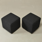 KINWELL 18.5" Wide Modern Square Boucle Upholstered Ottoman with Solid Wood Legs Set of 2, Cube Ottoman Multi-Functional Sofa Footrest, Extra Seating for Living Room, Bedroom, Fully Assembled (Black)